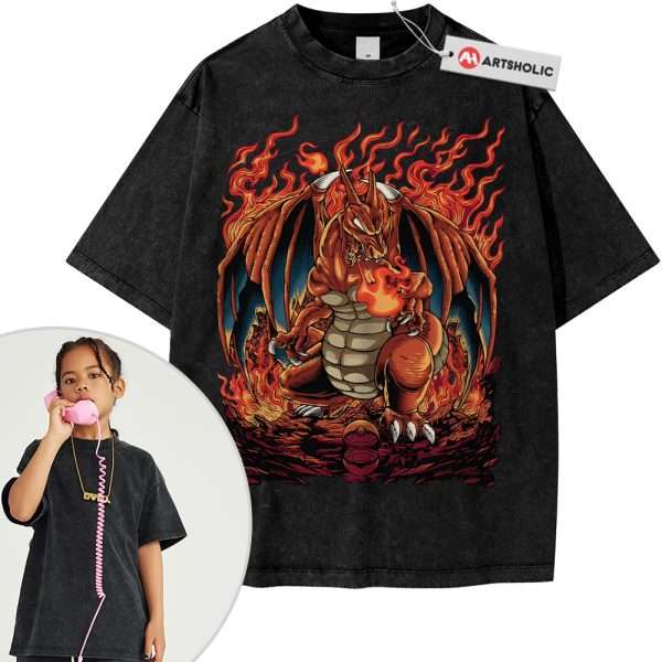 Charizard Shirt For Kids, Pokemon Shirt For Kids, Anime Shirt For Kids, Vintage T-Shirt For Kids