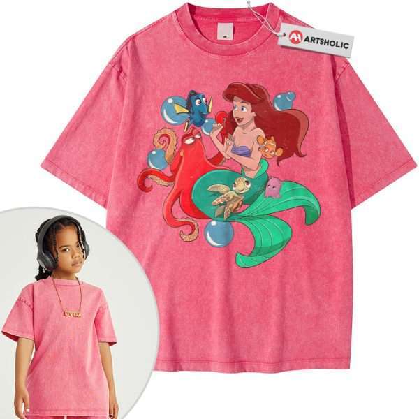 The Little Mermaid Shirt For Kids, Animated Shirt For Kids, Vintage T-Shirt For Kids - Cherry, M