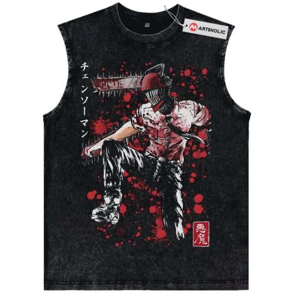 Denji Tank Top, Chainsaw Man Tank Top, Anime Tank Top, Vintage Tank Top