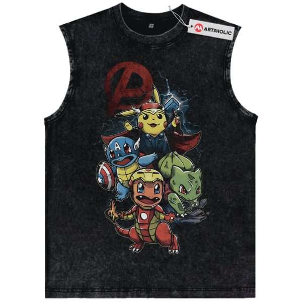 Marvel x Pokemon Tank Top, Anime Tank Top, Vintage Tank Top