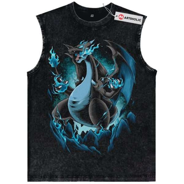 Mega Charizard X Tank Top, Pokemon Tank Top, Anime Tank Top, Vintage Tank Top