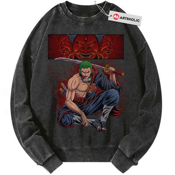 Roronoa Zoro x Akatsuki Sweatshirt, One Piece Sweatshirt, Anime Sweatshirt, Vintage Sweater