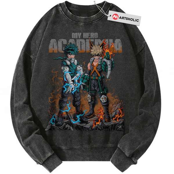 Katsuki Bakugo vs Izuku Midoriya Sweatshirt, MHA Sweatshirt, Anime Sweatshirt, Vintage Sweatshirt