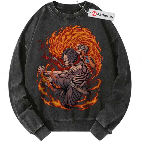 Skeleton Portgas D Ace Sweatshirt, One Piece Sweatshirt, Anime Sweatshirt, Vintage Sweater