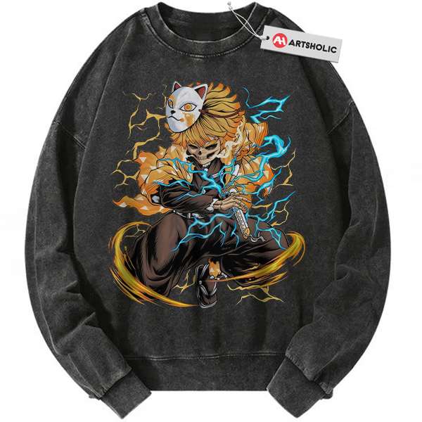 Skeleton Zenitsu Agatsuma Sweatshirt, Demon Slayer Sweatshirt, Anime Sweatshirt, Vintage Sweatshirt
