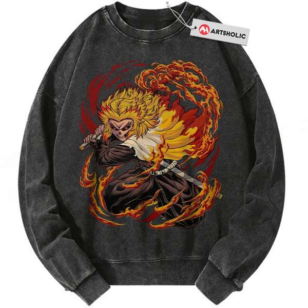 Skull Kyojuro Rengoku Sweatshirt, Demon Slayer Sweatshirt, Anime Sweatshirt, Vintage Sweatshirt
