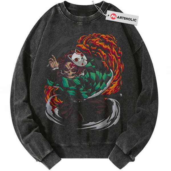 Skeleton Tanjiro Kamado Sweatshirt, Demon Slayer Sweatshirt, Anime Sweatshirt, Vintage Sweater