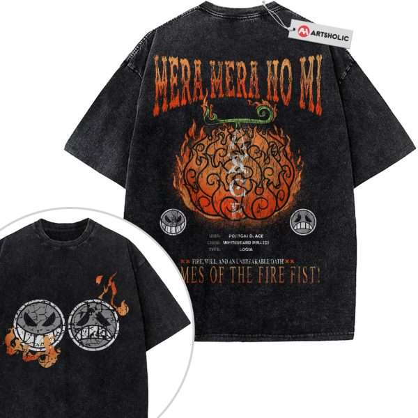 Portgas D Ace Shirt, One Piece Shirt, Anime Shirt, Vintage T-Shirt 2-Sided