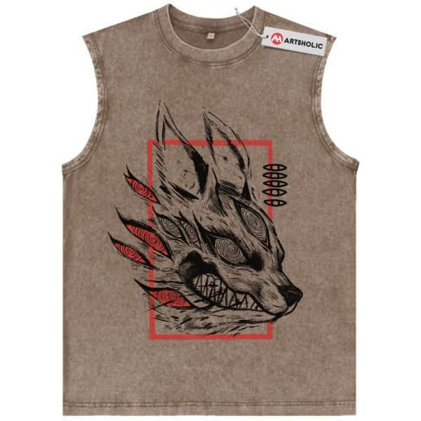 Aki Hayakawa Tank Top, Chainsaw Man Tank Top, Anime Tank Top, Vintage Tank Top - Brown, L