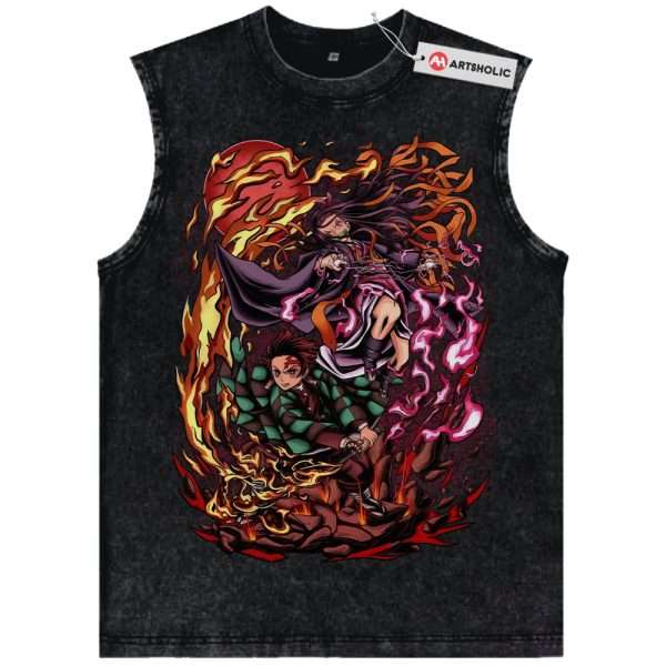 Nezuko vs Tanjiro Kamado Tank Top, Demon Slayer Tank Top, Anime Tank Top, Vintage Tank Top