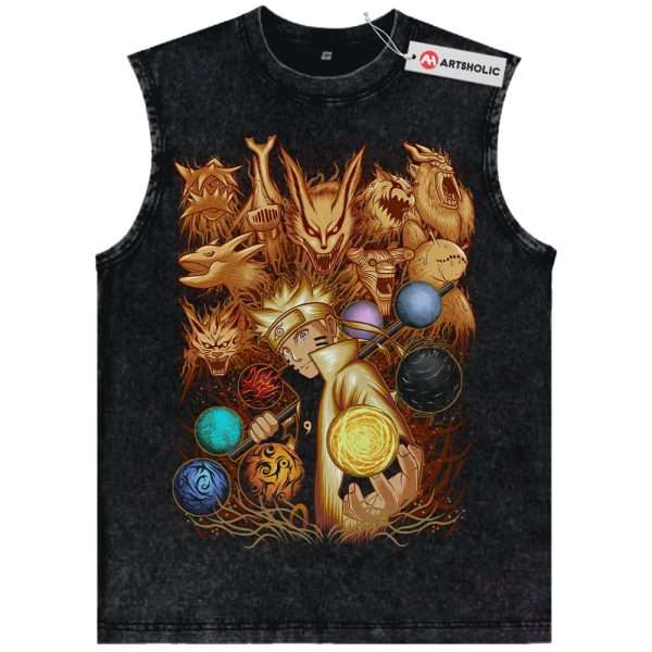 Kurama vs Naruto Uzumaki Tank Top, Anime Tank Top, Vintage Tank Top