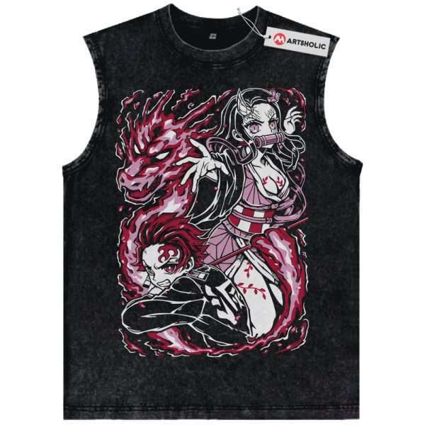 Nezuko and Tanjiro Kamado Tank Top, Demon Slayer Tank Top, Anime Tank Top, Vintage Tank Top