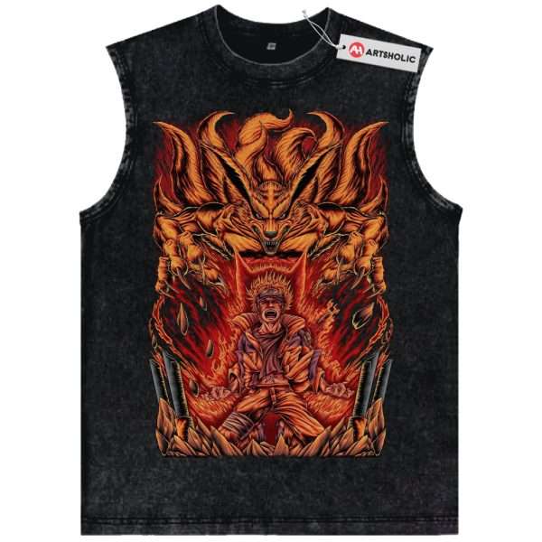Kurama vs Naruto Uzumaki Tank Top, Anime Tank Top, Vintage Tank Top