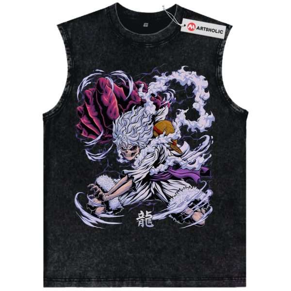 Skull Luffy Gear 5 Tank Top, One Piece Tank Top, Anime Tank Top, Vintage Tank Top