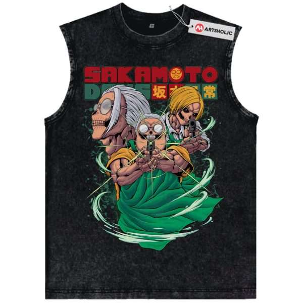 Skull Taro Sakamoto Tank Top, Sakamoto Days Tank Top, Anime Tank Top, Vintage Tank Top