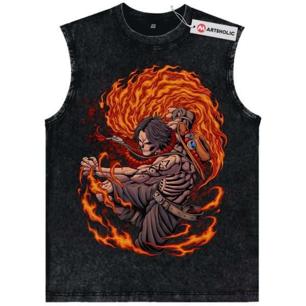 Skeleton Portgas D Ace Tank Top, One Piece Tank Top, Anime Tank Top, Vintage Tank Top