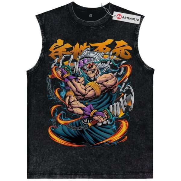 Skull Tengen Uzui Tank Top, Demon Slayer Tank Top, Anime Tank Top, Vintage Tank Top
