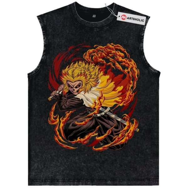 Skull Kyojuro Rengoku Tank Top, Demon Slayer Tank Top, Anime Tank Top, Vintage Tank Top