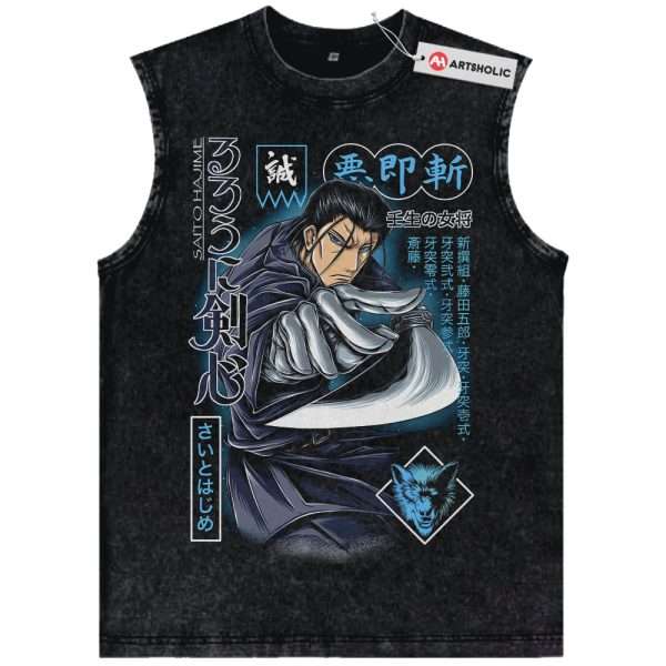 Saito Hajime Tank Top, Rurouni Kenshin Tank Top, Anime Tank Top, Vintage Tank Top