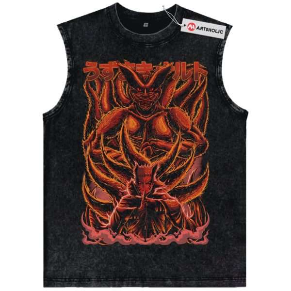 Kurama vs Naruto Uzumaki Tank Top, Anime Tank Top, Vintage Tank Top