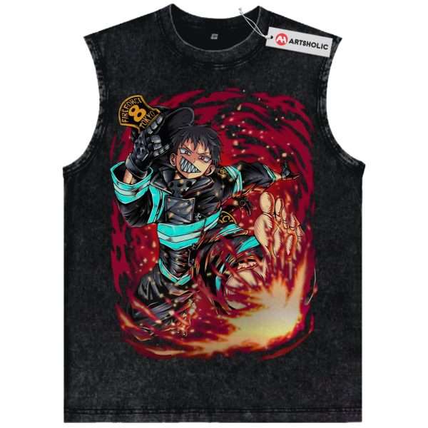 Shinra Kusakabe Tank Top, Fire Force Tank Top, Anime Tank Top, Vintage Tank Top