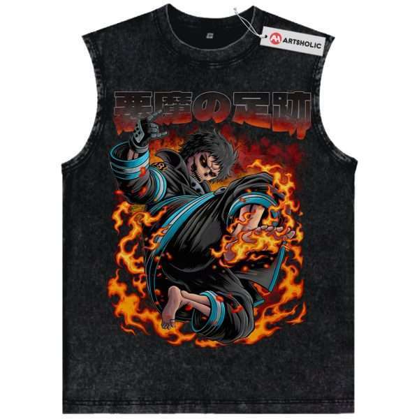 Skull Shinra Kusakabe Tank Top, Fire Force Tank Top, Anime Tank Top, Vintage Tank Top