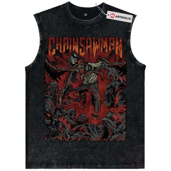 Denji Tank Top, Chainsaw Man Tank Top, Anime Tank Top, Vintage Tank Top