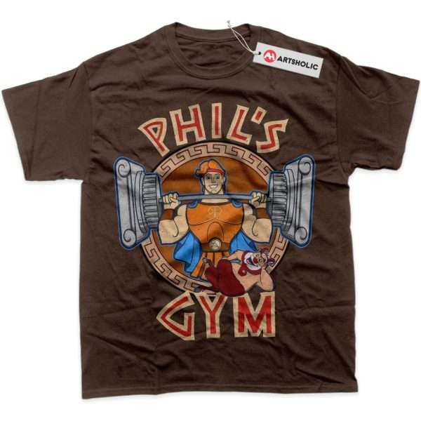 Hercules Shirt, Gym Shirt, Animated Shirt, Graphic T-Shirt - Coffee, XL