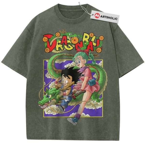 Son Goku Shirt, Bulma Shirt, Dragon Ball Shirt, DBZ Shirt, Anime Shirt, Vintage T-Shirt - Army Green, L