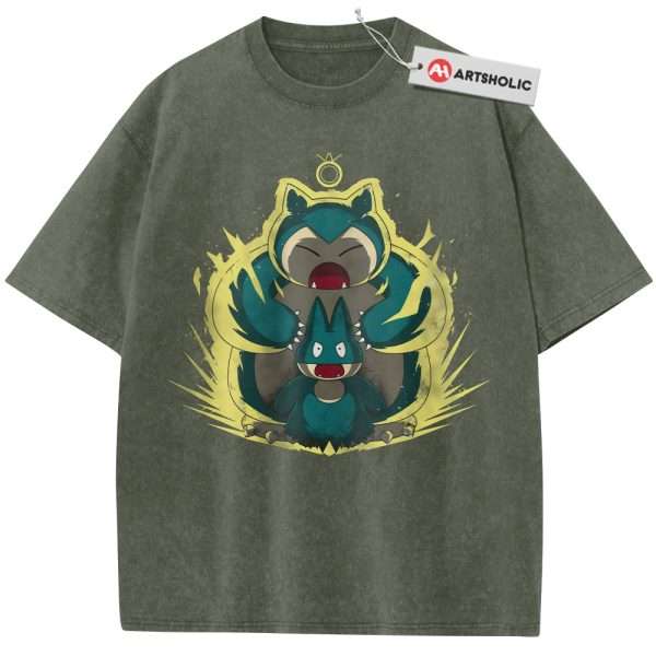 Munchlax vs Snorlax Shirt, Pokemon shirt, Anime Shirt, Vintage T-Shirt - Army Green, 2XL