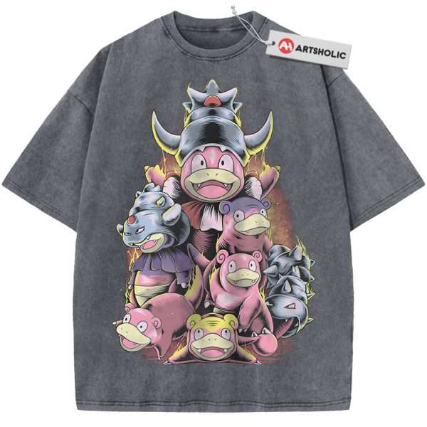Slowpoke Shirt, Slowbro Shirt, Slowking Shirt, Pokemon shirt, Anime Shirt, Vintage T-Shirt - Grey, M