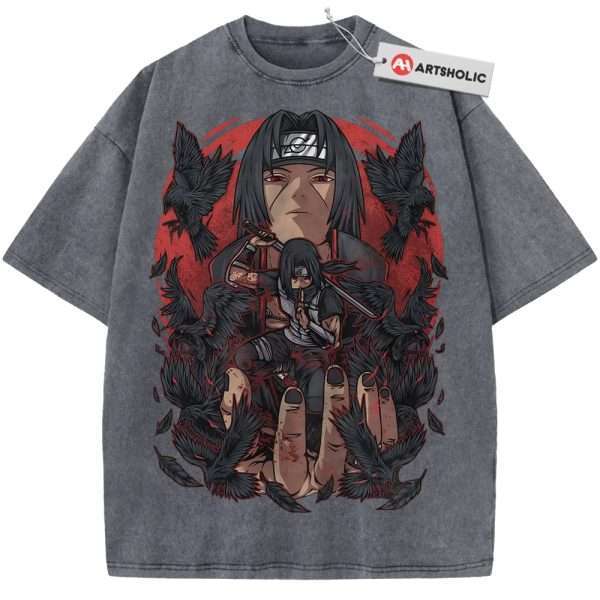Itachi Uchiha Shirt, Akatsuki Shirt, Naruto Shirt, Anime Shirt, Vintage T-Shirt - Grey, L