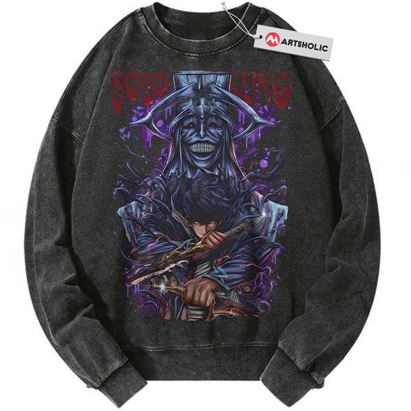 Sung Jinwoo Sweatshirt, Statue of God Sweatshirt, Solo Leveling Sweatshirt, Anime Sweatshirt, Vintage Sweatshirt