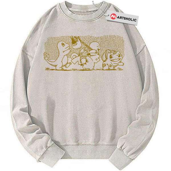 Pikachu Sweatshirt, Bulbasaur Sweatshirt, Charmander Sweatshirt, Squirtle Sweatshirt, Pokemon Sweatshirt, PKM Sweatshirt, Anime Sweatshirt, Vintage Sweater