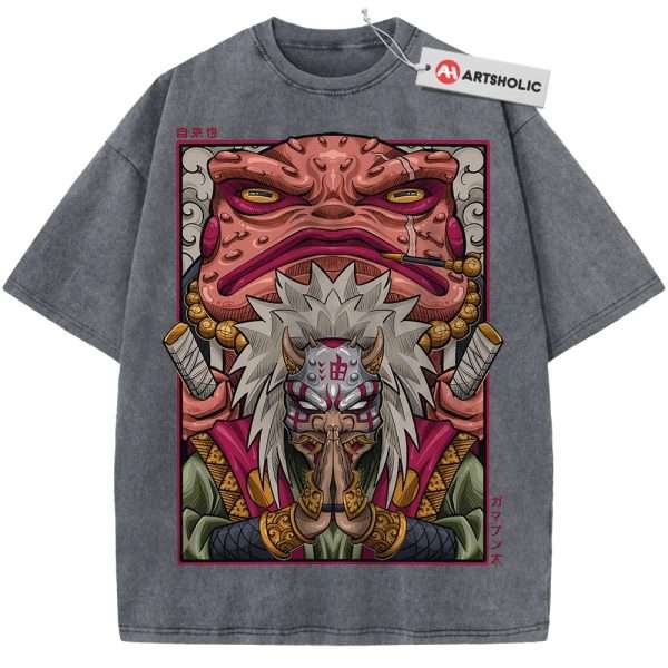 Jiraiya Shirt, Naruto Shirt, Anime Shirt, Vintage T-Shirt - Grey, 2XL