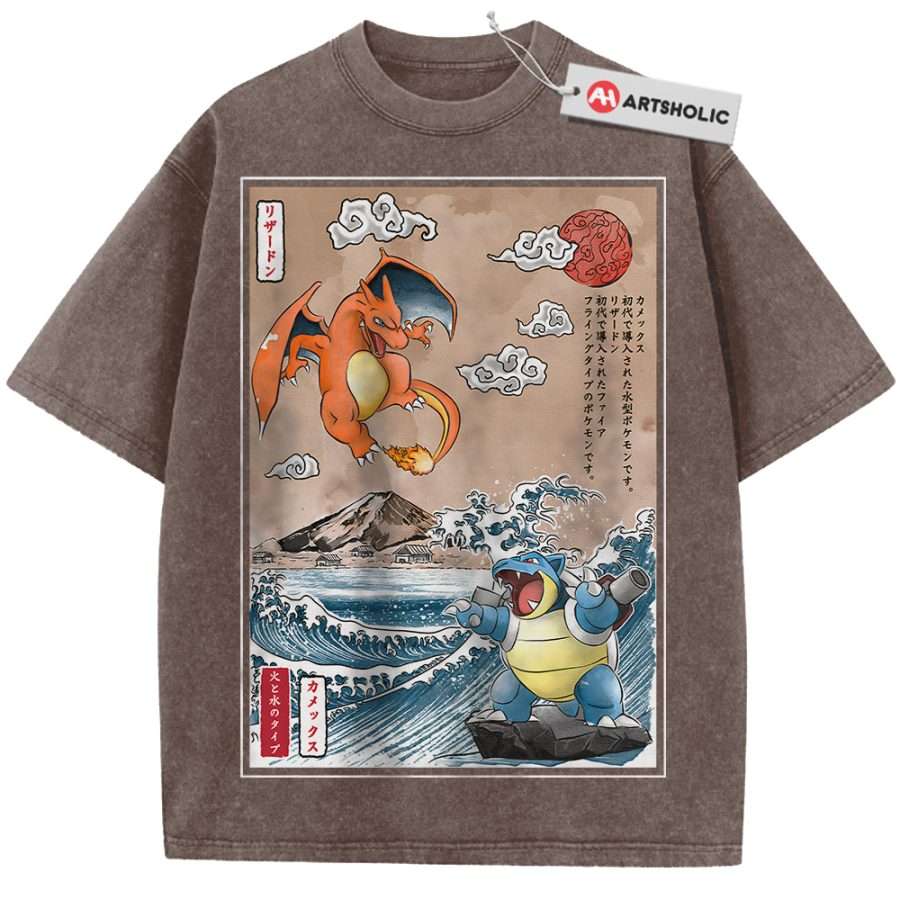 Charizard vs Blastoise Shirt, Pokemon shirt, Anime Shirt, Vintage