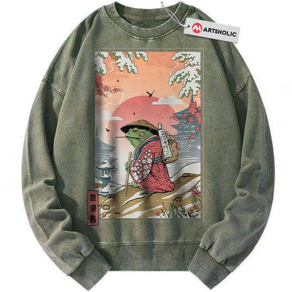 Japanese Frog Sweatshirt, Animal Sweatshirt, Vintage Sweater