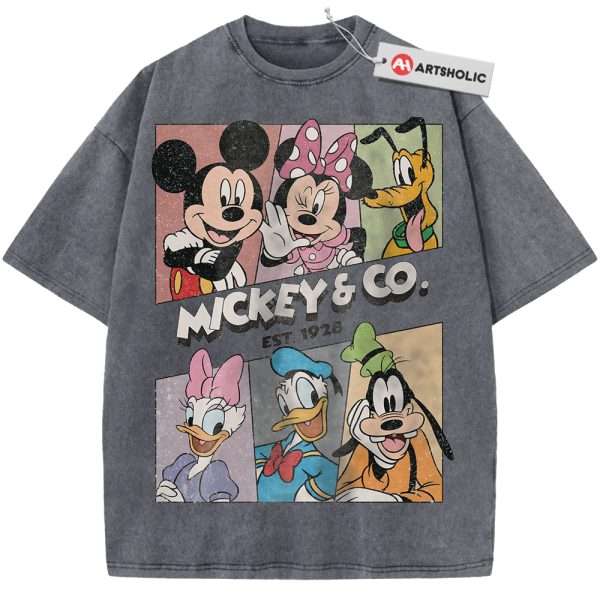 Mickey and Co Shirt, Cartoon Shirt, Vintage T-Shirt - Grey, L