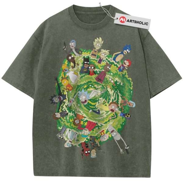 Rick and Morty Shirt, Animated Shirt, Vintage Tee - Army Green, L