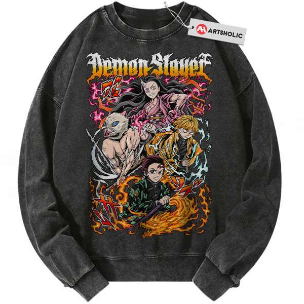 Tanjiro Sweatshirt, Nezuko Sweatshirt, Inosuke Sweatshirt, Zenitsu Sweatshirt, Demon Slayer Sweatshirt, Anime Sweatshirt, Vintage Sweater