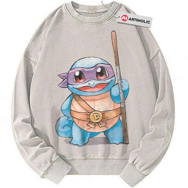 Squirtle x Donatello Sweatshirt, Pokemon Sweatshirt, Anime Sweatshirt, Vintage Sweater