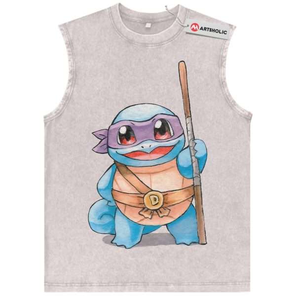 Squirtle x Donatello Tank Top, Pokemon Tank Top, Anime Tank Top, Vintage Tank Top