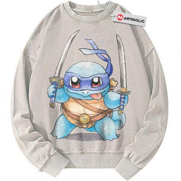 Squirtle x Leonardo Sweatshirt, Pokemon Sweatshirt, Anime Sweatshirt, Vintage Sweater