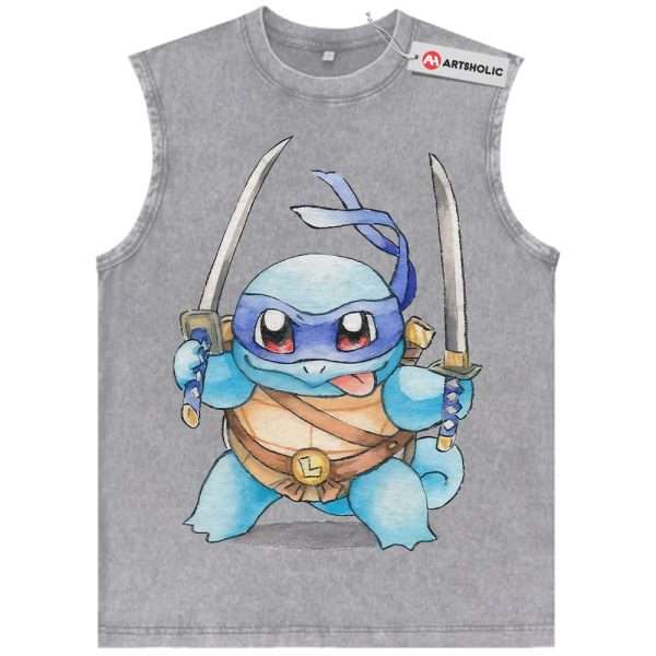 Squirtle x Leonardo Tank Top, Pokemon Tank Top, Anime Tank Top, Vintage Tank Top