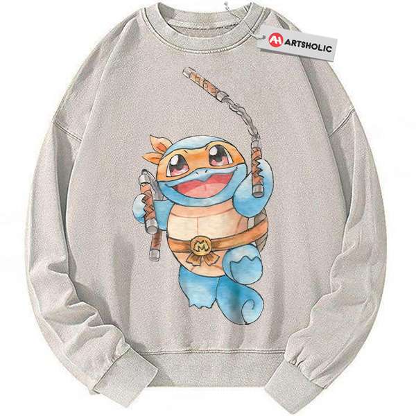 Squirtle x Michelangelo Sweatshirt, Sweatshirt, Pokemon Sweatshirt, Anime Sweatshirt, Vintage Sweater