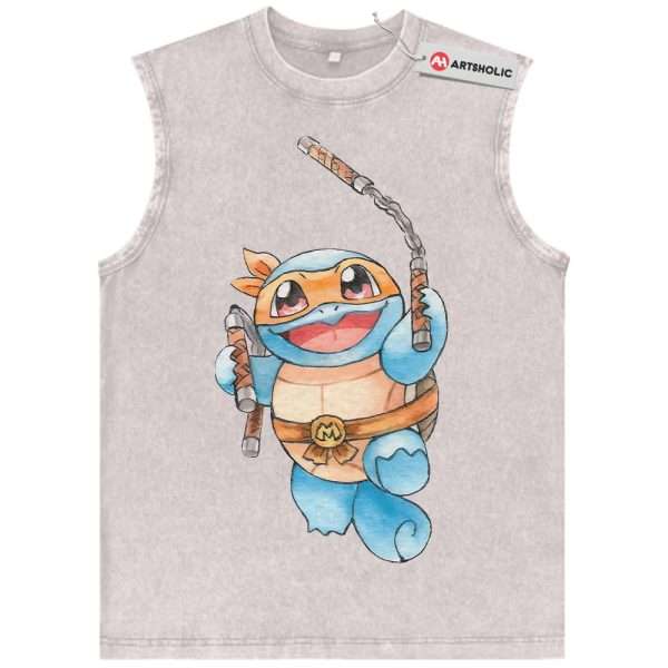 Squirtle x Michelangelo Tank Top, Tank Top, Pokemon Tank Top, Anime Tank Top, Vintage Tank Top