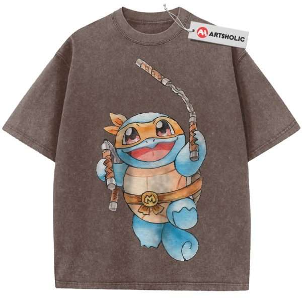 Squirtle x Michelangelo Shirt, Pokemon shirt, , Anime Shirt, Vintage Tee