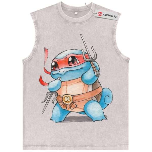 Squirtle x Raphael Tank Top, Pokemon Tank Top, Anime Tank Top, Vintage Tank Top
