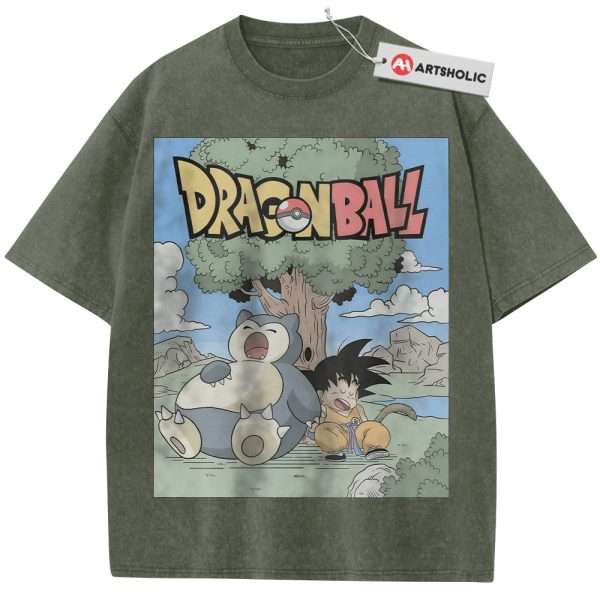 Snorlax Shirt, Son Goku Shirt, Dragon Ball Shirt, Pokemon shirt, Anime Shirt, Vintage T-Shirt