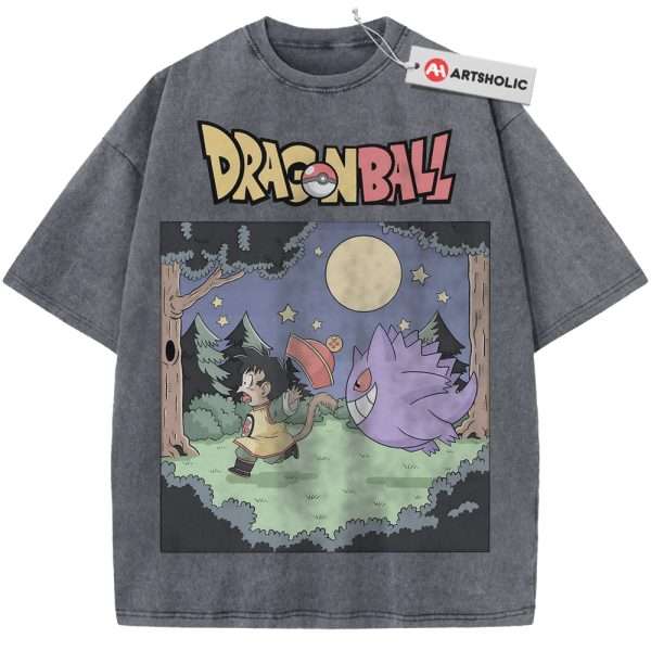 Gengar Shirt, Son Goku Shirt, Dragon Ball Shirt, Pokemon shirt, Anime Shirt, Vintage T-Shirt - Grey, L